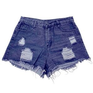 Black High Rise Distressed Festival Shorts – Size S